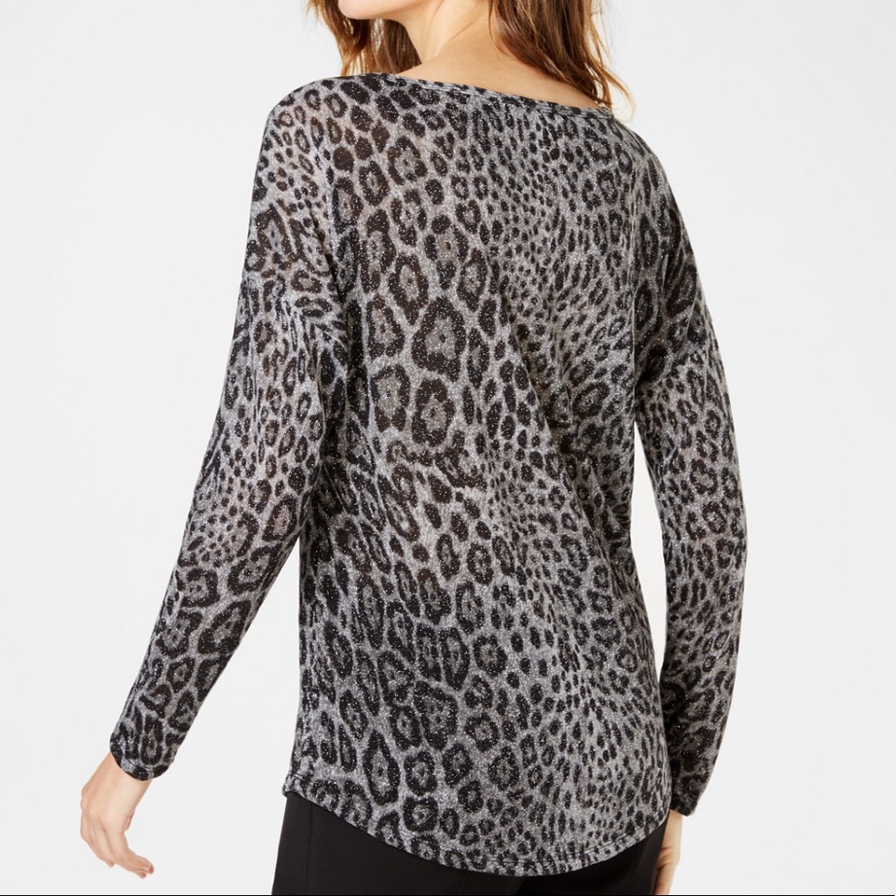 Metallic Long-Sleeve Cheetah-Print Top - Picture 8 of 8